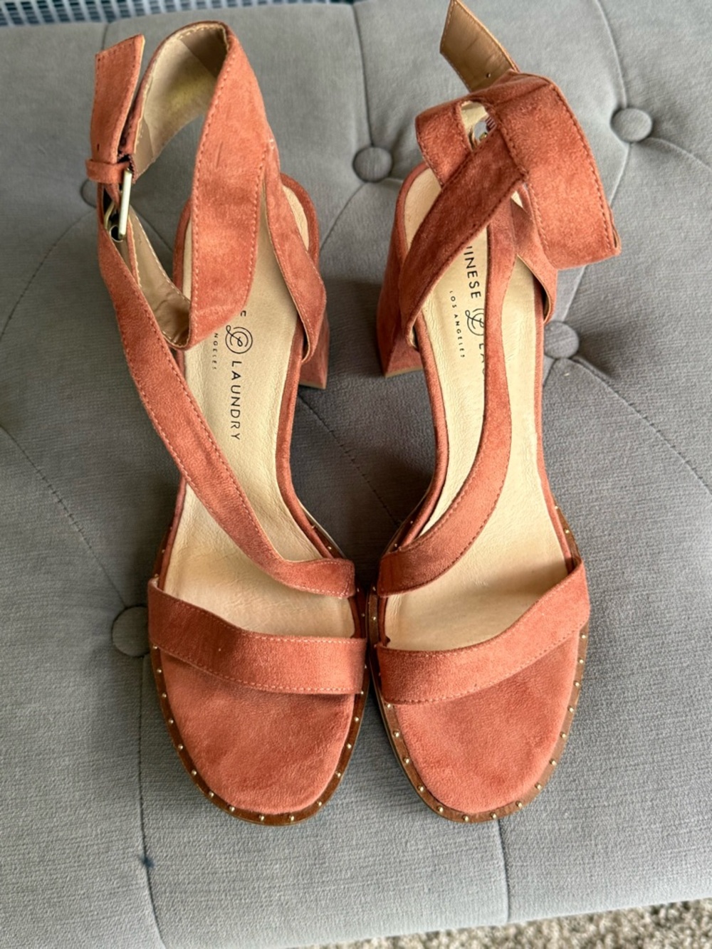 Chinese Laundry Suede Ankle-Strap heels in Terracotta.  Size 8